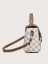 Geometric Pattern Square Bag Small Flap Top Handle