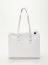 Geometric Pattern Shoulder Tote Bag Small White Elegant