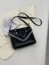 Studded & Chain Decor Square Bag Medium Black