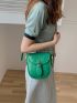 Minimalist Square Bag Mini Buckle Decor Green