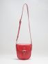 Minimalist Square Bag Mini Buckle Decor Red