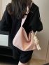 Minimalist Hobo Bag Medium Zipper With Bag Charm Pink