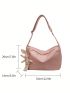 Minimalist Hobo Bag Medium Zipper With Bag Charm Pink