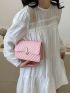 Chevron Square Bag Small Twist Lock Pink