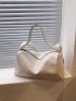 Minimalist Hobo Bag Large Capacity White Zipper