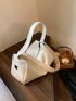 Minimalist Hobo Bag Large Capacity White Zipper