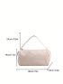 Minimalist Hobo Bag Large Capacity White Zipper