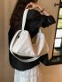 Minimalist Hobo Bag Large Capacity White Zipper