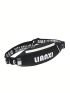 Letter Graphic Fanny Pack Zipper Waterproof Black