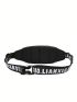 Letter Graphic Fanny Pack Zipper Waterproof Black