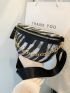 Zebra Striped Fanny Pack Zipper Chain Decor Mini