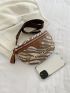 Zebra Striped Fanny Pack Zipper Chain Decor Mini