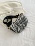 Zebra Striped Fanny Pack Zipper Chain Decor Mini