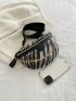 Zebra Striped Fanny Pack Zipper Chain Decor Mini