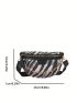 Zebra Striped Fanny Pack Zipper Chain Decor Mini