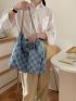 Medium Hobo Bag Chessboard Pattern Chain Strap For Daily