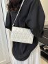 Quilted Square Bag White Flap For Daily