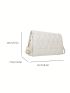 Quilted Square Bag White Flap For Daily