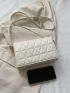 Quilted Square Bag White Flap For Daily