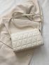 Quilted Square Bag White Flap For Daily