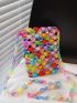 Mini Square Bag Colorblock Heart Beaded Fashionable