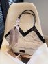 Large Capacity Tote Bag Double Handle Two Tone Twilly Scarf Decor