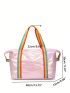 Large Capacity Travel Bag Holographic Pattern Rainbow Stripe Handle