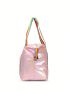 Large Capacity Travel Bag Holographic Pattern Rainbow Stripe Handle