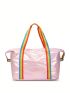 Large Capacity Travel Bag Holographic Pattern Rainbow Stripe Handle