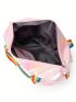 Large Capacity Travel Bag Holographic Pattern Rainbow Stripe Handle