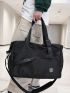 Oversized Duffel Bag Double Handle Letter Patch Decor Waterproof