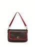 Medium Shoulder Bag Geometric Pattern Contrast Binding