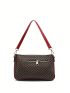 Medium Shoulder Bag Geometric Pattern Contrast Binding