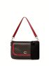 Medium Shoulder Bag Geometric Pattern Contrast Binding