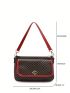 Medium Shoulder Bag Geometric Pattern Contrast Binding