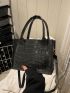 Mini Square Bag Crocodile Embossed Double Handle