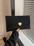 Medium Envelope Bag Crocodile Embossed Heart Decor Flap