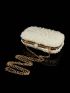 Mini Box Bag Faux Pearl & Rhinestone Decor Chain Strap