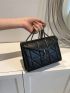 Small Square Bag Quilted Chain Strap Flap Push Lock