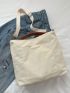 Letter Patch Detail Tote Bag Double Handle Casual Style