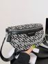 Women's Geometric Print PU Sling Bag, Trendy & Stylish Crossbody Purse for Travel