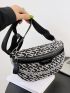 Women's Geometric Print PU Sling Bag, Trendy & Stylish Crossbody Purse for Travel