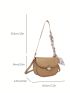 Mini Saddle Bag Khaki Twilly Scarf Decor Flap