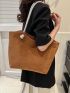 Brown Shoulder Tote Bag Corduroy Large Capacity For Daily