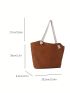 Brown Shoulder Tote Bag Corduroy Large Capacity For Daily