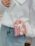 Mini Satchel Bag Faux Pearl & Bow Decor Color Block