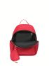 Red Classic Backpack With Coin Purse Zipper Adjustable-strap Preppy