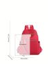 Red Classic Backpack With Coin Purse Zipper Adjustable-strap Preppy