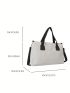 Double Handle Shoulder Tote Bag Adjustable-strap Zipper Fabric