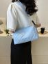 Blue Square Bag Quilted Release Buckle PU